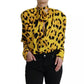 Dolce & Gabbana Yellow Leopard Print Long Sleeves Top Blouse