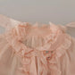 Dolce & Gabbana Light Pink Silk Ascot Collar Long Sleeves Top