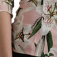 Dolce & Gabbana Pink Floral Viscose Round Neck Blouse Top