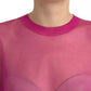 Dolce & Gabbana Pink Transparent Crewneck Long Sleeves Top