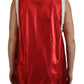 Dolce & Gabbana Red Nylon Logo Print Sleeveless Jersey Top