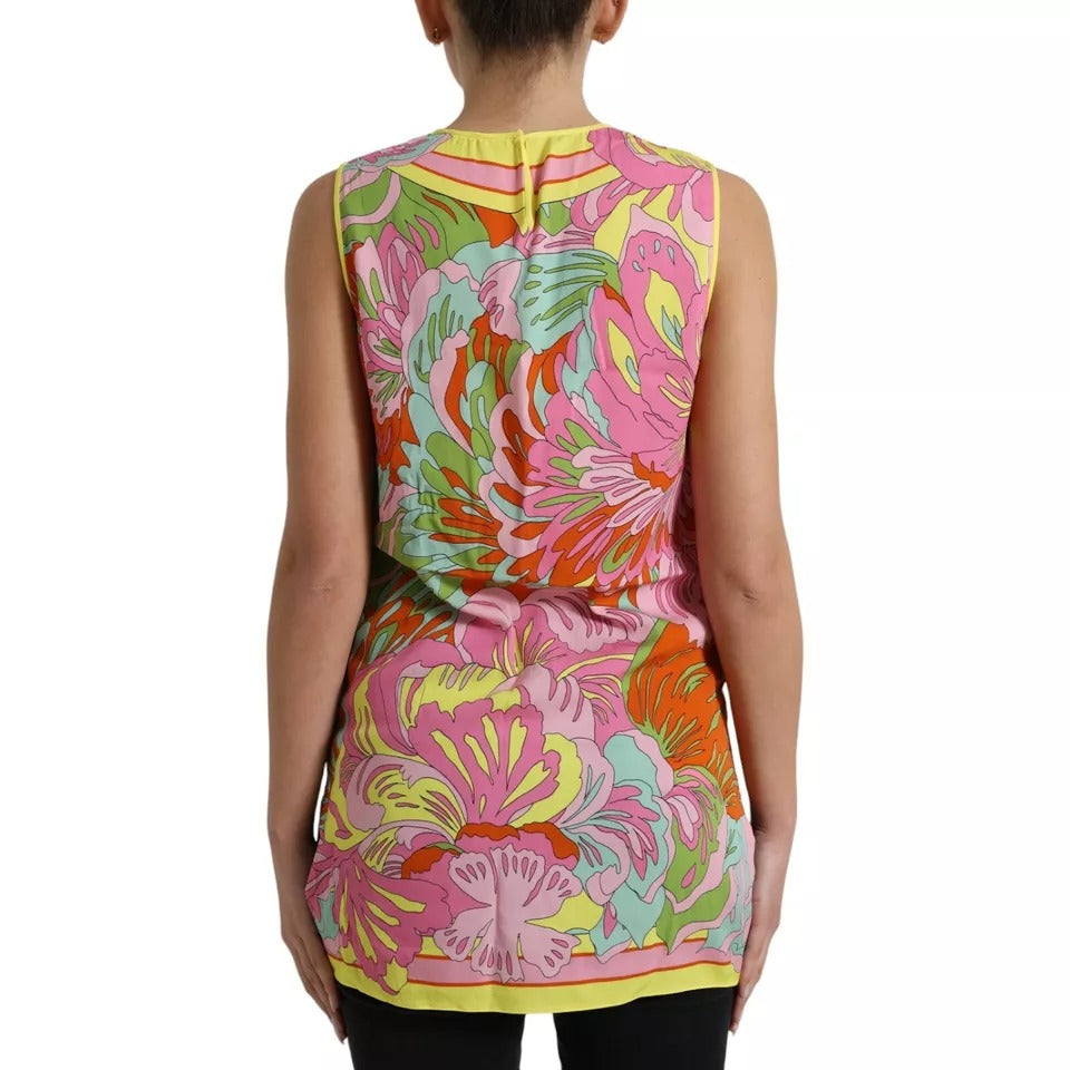 Dolce & Gabbana Multicolor Floral Silk Sleeveless Tank Top