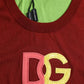 Dolce & Gabbana Red Green Silk DG Logo Sleeveless Tank Top