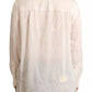 Dolce & Gabbana White Blouse Ascot Collar Shirt Silk Button Top