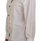 Dolce & Gabbana White Cotton Crystals Shirt Embellished Top