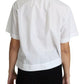 Dolce & Gabbana White Cotton Decorative Button Collared Top