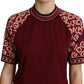 Dolce & Gabbana Maroon DG Mania Print Crew Neck T-shirt Top