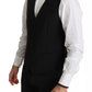 Dolce & Gabbana Black Stretch Waistcoat Formal Dress Wool Vest