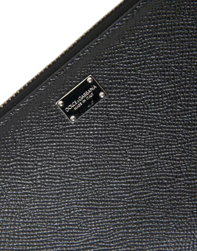 Dolce & Gabbana Black Calf Leather Zip Around Continental Women Wallet