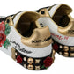 Dolce & Gabbana White Roses Sequined Crystal Womens Sneakers Shoes