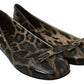 Dolce & Gabbana Brown Leopard Ballerina Flats Leather Shoes