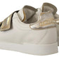 Dolce & Gabbana White Gold Leather Trainers Sneakers Shoes