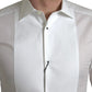 Dolce & Gabbana White Bib Cotton Poplin Men Formal GOLD Shirt