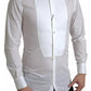 Dolce & Gabbana White Bib Cotton Poplin Men Formal GOLD Shirt