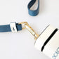 Dolce & Gabbana White Blue Calf Leather Logo Print Strap Airpods Case