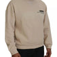 Dolce & Gabbana Beige Amore Cotton Crew Neck Pullover Sweater