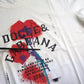 Dolce & Gabbana White Logo Floral Cotton Crew Neck T-shirt