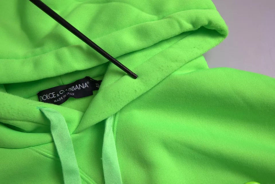 Dolce & Gabbana Neon Green Logo Pullover Hooded Sweatshirt Sweater