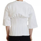 Dolce & Gabbana White Corset Stretch Top Cotton T-shirt