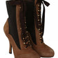 Dolce & Gabbana Brown Stretch Suede Ankle High Boots Shoes