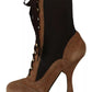 Dolce & Gabbana Brown Stretch Suede Ankle High Boots Shoes