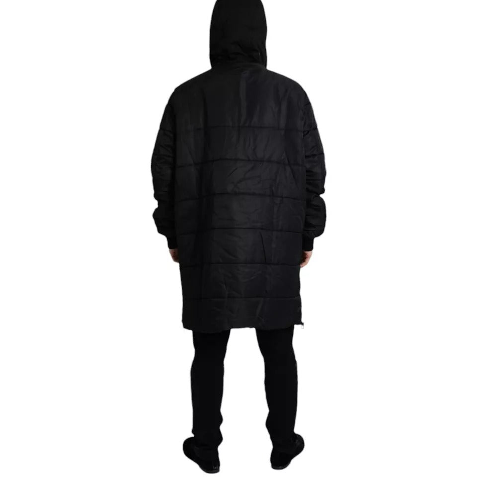 Dolce & Gabbana Black Nylon Hooded Parka Coat Winter Jacket