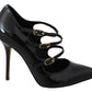 Dolce & Gabbana Black Leather Ankle Strap Heels Pumps Shoes