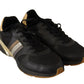 Dolce & Gabbana Black Gold Leather Low Trainers Sneakers Men Shoes