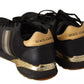 Dolce & Gabbana Black Gold Leather Low Trainers Sneakers Men Shoes