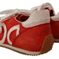 Dolce & Gabbana Red White Leather Mens Logo Casual Sneakers Shoes