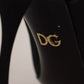 Dolce & Gabbana Black Embellished Heels Slingback Charmeuse Shoes