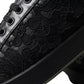 Dolce & Gabbana Black Floral Lace Leather Women Sneakers Shoes