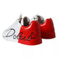 Dolce & Gabbana White Red Leather Logo Low Top Sneakers Shoes