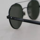 Dolce & Gabbana Matte Black Steel Frame Green Lens DG2245 Sunglasses