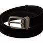 Dolce & Gabbana Black Velvet Silver Tone Metal Buckle Belt