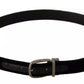 Dolce & Gabbana Black Velvet Silver Tone Metal Buckle Belt