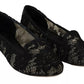 Dolce & Gabbana Black Floral Lace Loafers Flats Shoes