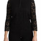 Dolce & Gabbana Black Lace Long Sleeve Blouse Nylon Top