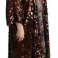 Dolce & Gabbana Multicolor Sequined Long Coat Jaquard Jacket