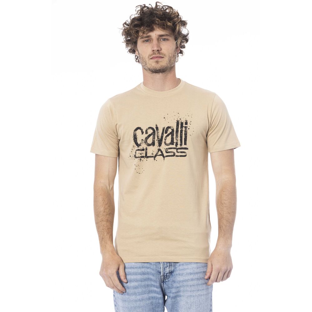 Cavalli Class Beige Cotton Men T-Shirt