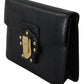 Dolce & Gabbana Black Leather Gold Metal Mini Women Purse Bag Lucia Wallet