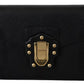 Dolce & Gabbana Black Leather Gold Metal Mini Women Purse Bag Lucia Wallet