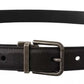 Dolce & Gabbana Black Calf Leather Vintage Logo Metal Buckle Belt