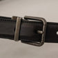 Dolce & Gabbana Black Calf Leather Vintage Logo Metal Buckle Belt