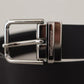 Dolce & Gabbana Black Calf Leather Logo Engraved Metal Buckle Belt