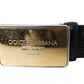 Dolce & Gabbana Black Exotic Leather Gold Metal Buckle Belt