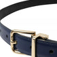 Dolce & Gabbana Blue Leather Gold Metal Buckle Men Belt