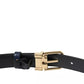 Dolce & Gabbana Blue Leather Gold Metal Buckle Men Belt