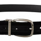 Dolce & Gabbana Black Velvet Silver Tone Metal Logo Buckle Belt