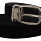 Dolce & Gabbana Black Velvet Silver Tone Metal Logo Buckle Belt